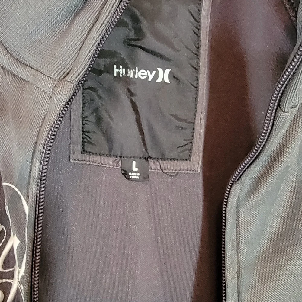 Hurley International Double Zip Warm-Up/Track Jacket Gray Sz LG- dk. gray